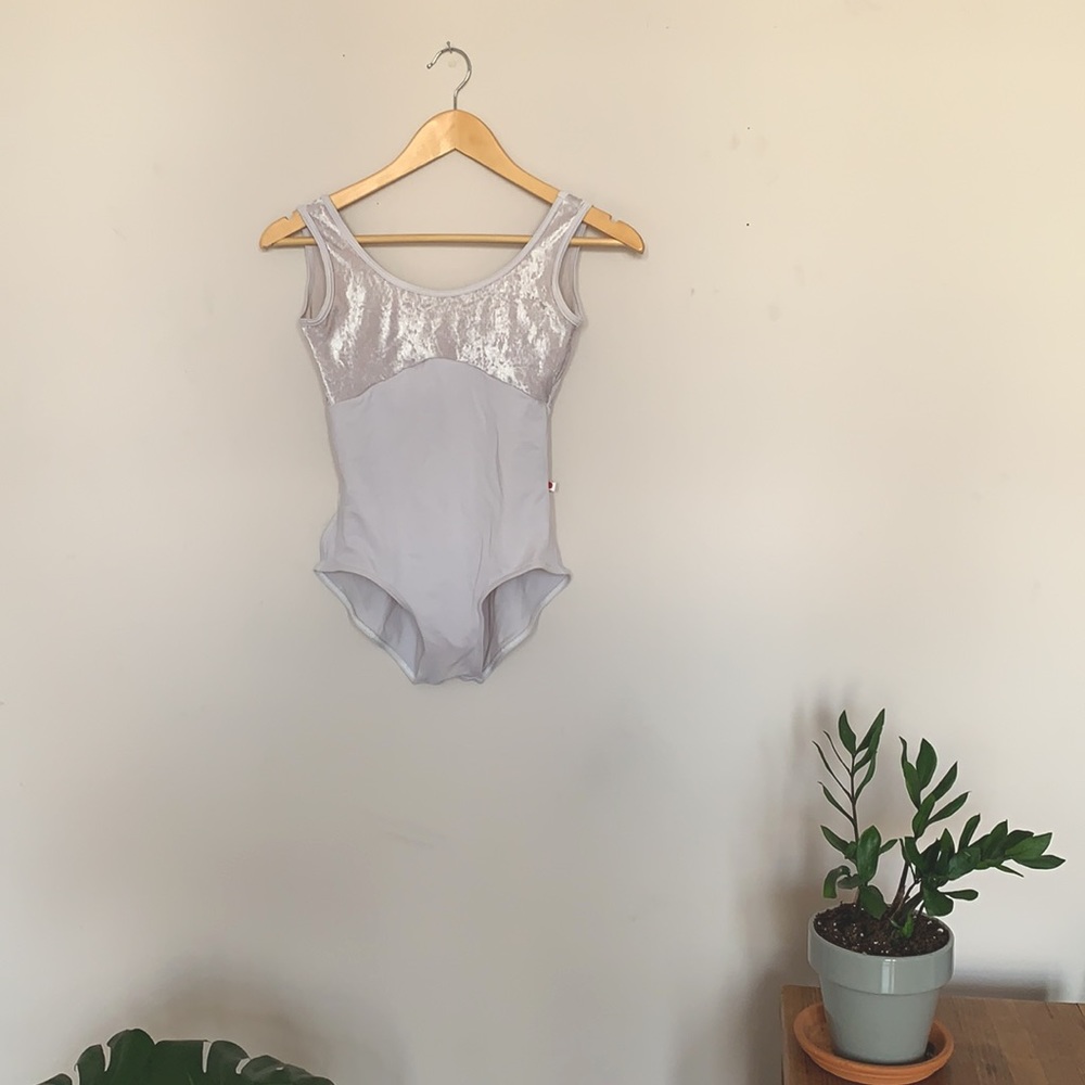 White Large Velvet Custom Leotard great condition